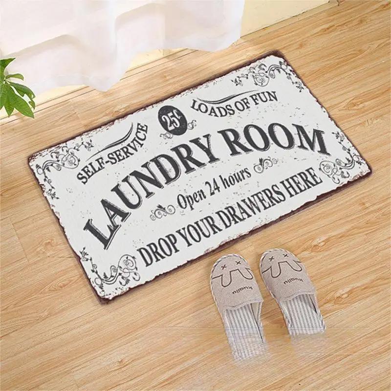 Laundry Room Printed Carpet Non-Slip Soft Entryway Foyer Bedroom Entrance Doormat Laundry Room Floor Mats Home Decoration