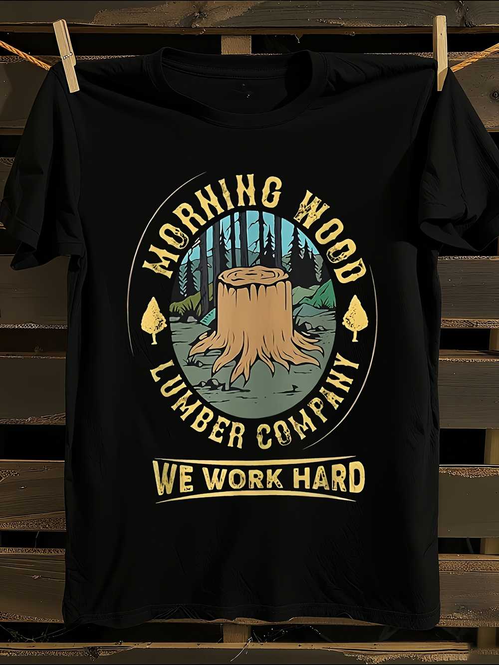 Лесопильная компания Morning Wood. Смешная футболка дровосека XXXL