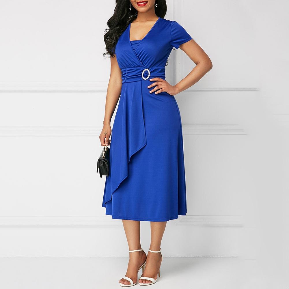 Cross-border Amazon Independent Station EBAY Casual Women's Clothing High Waist Medium Dress Commuter Dress Evening Dress Bridesmaid Clothing