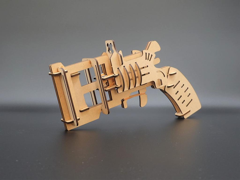 ActonCraft Trump Gun Craft Kit, Wooden Puzzle, 3D Puzzle, Easy Assembly Craft Kit for Kids and Beginners, No Tools or Glue Required