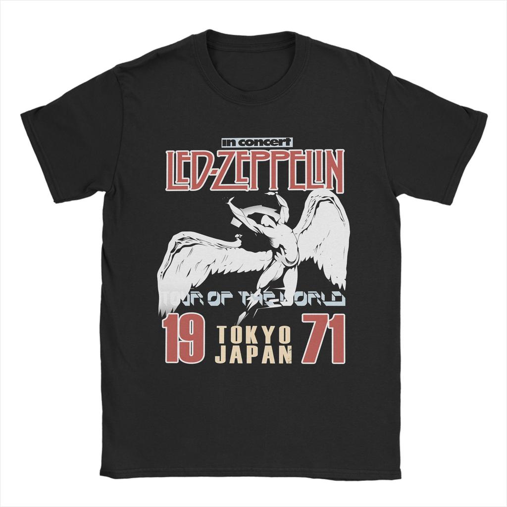 The Mother Ship Led Zeppelin TShirts Men  Vintage 100 Cotton Tees Round Collar Short Sleeve T Shirts Plus Size Tops