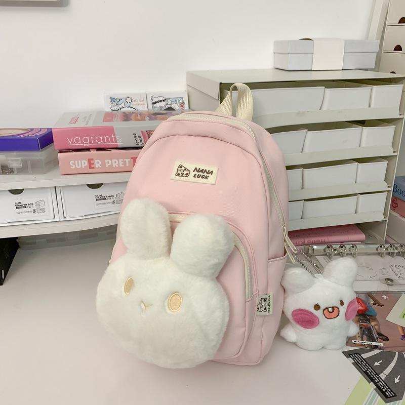 Cute bunny cartoon backpack new outing doll small backpack light primary school bag girl