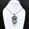 Green Dendrite Opal Gemstone Copper Wire Wrap Handmade Pendant Designer Jewelry