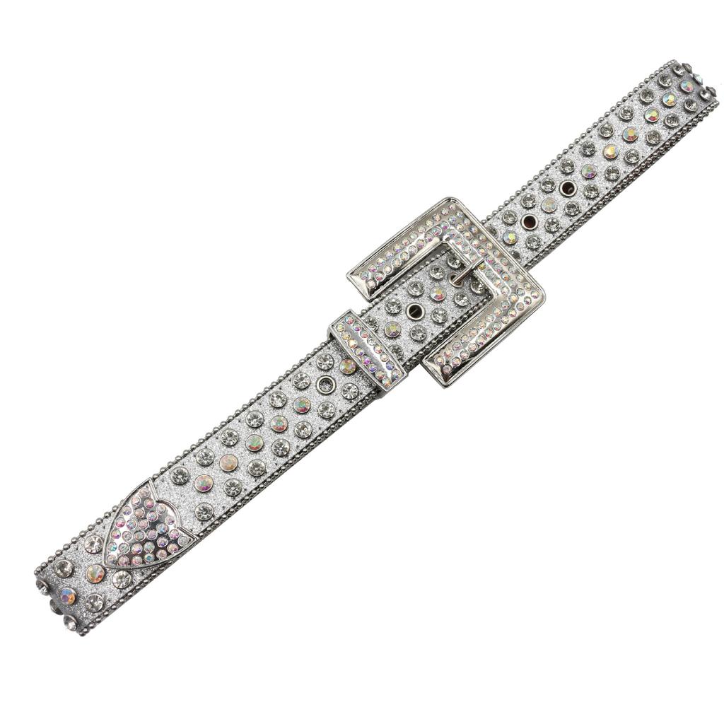 Design Square Buckle Belt for Women Diamond Inlay Ribbon Diamond Acrylic Punk Color Diamond