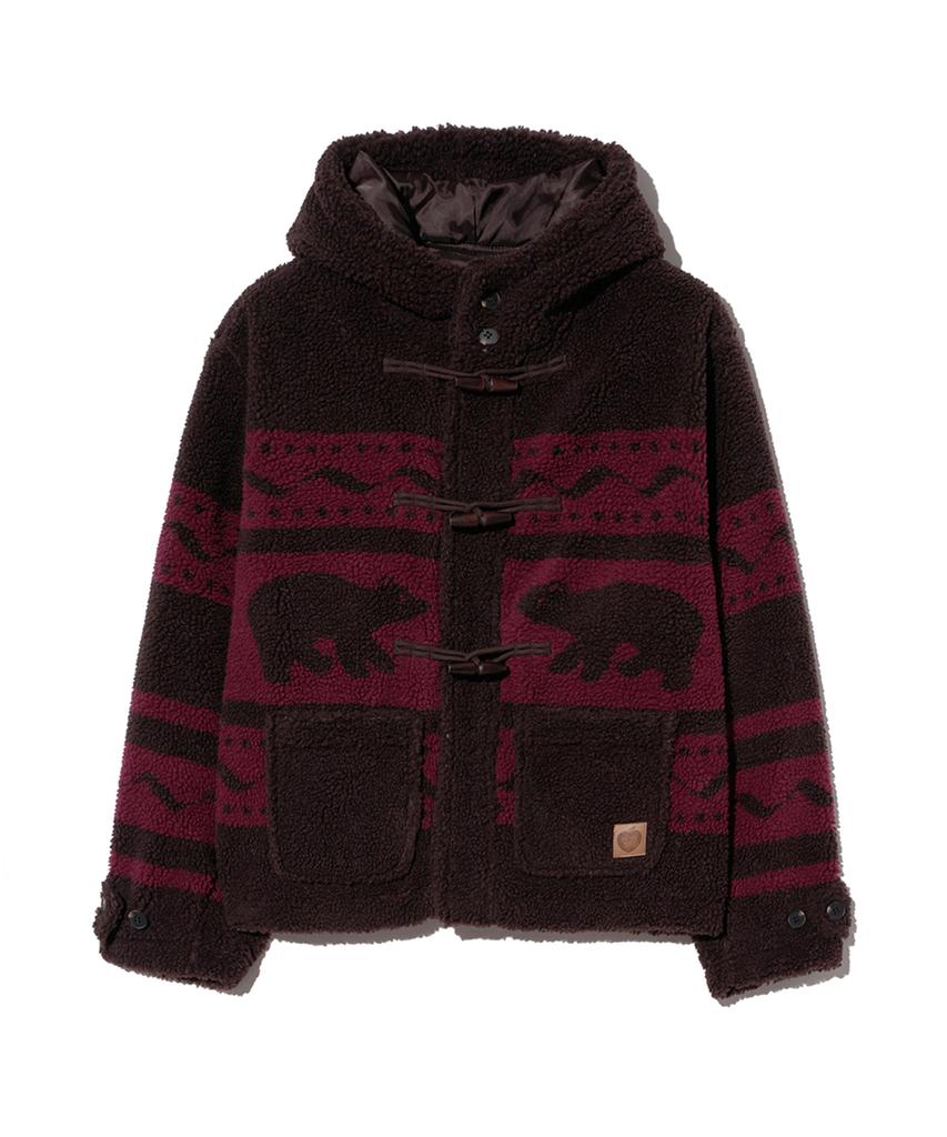 Physical Department Cowichan Boa Duffle Short Coat_Wine