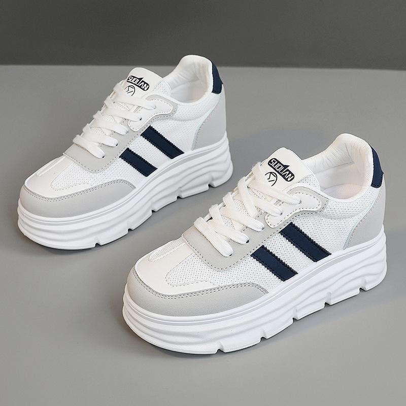 

W3687 thick-soled inner height-increasing leather dad shoes women s 2025 spring new fashion versatile casual sports shoes 35