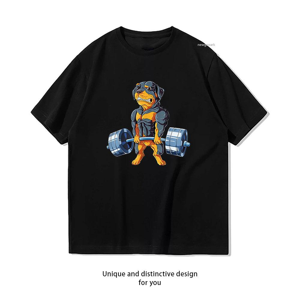 

Ротвейлер Тяжелая атлетика Смешной Становая тяга Мужчины Фитнес Тренажерный зал Футболка женщина мужчина Повседневный хлопок с принтом футболки одежда для мужчин S