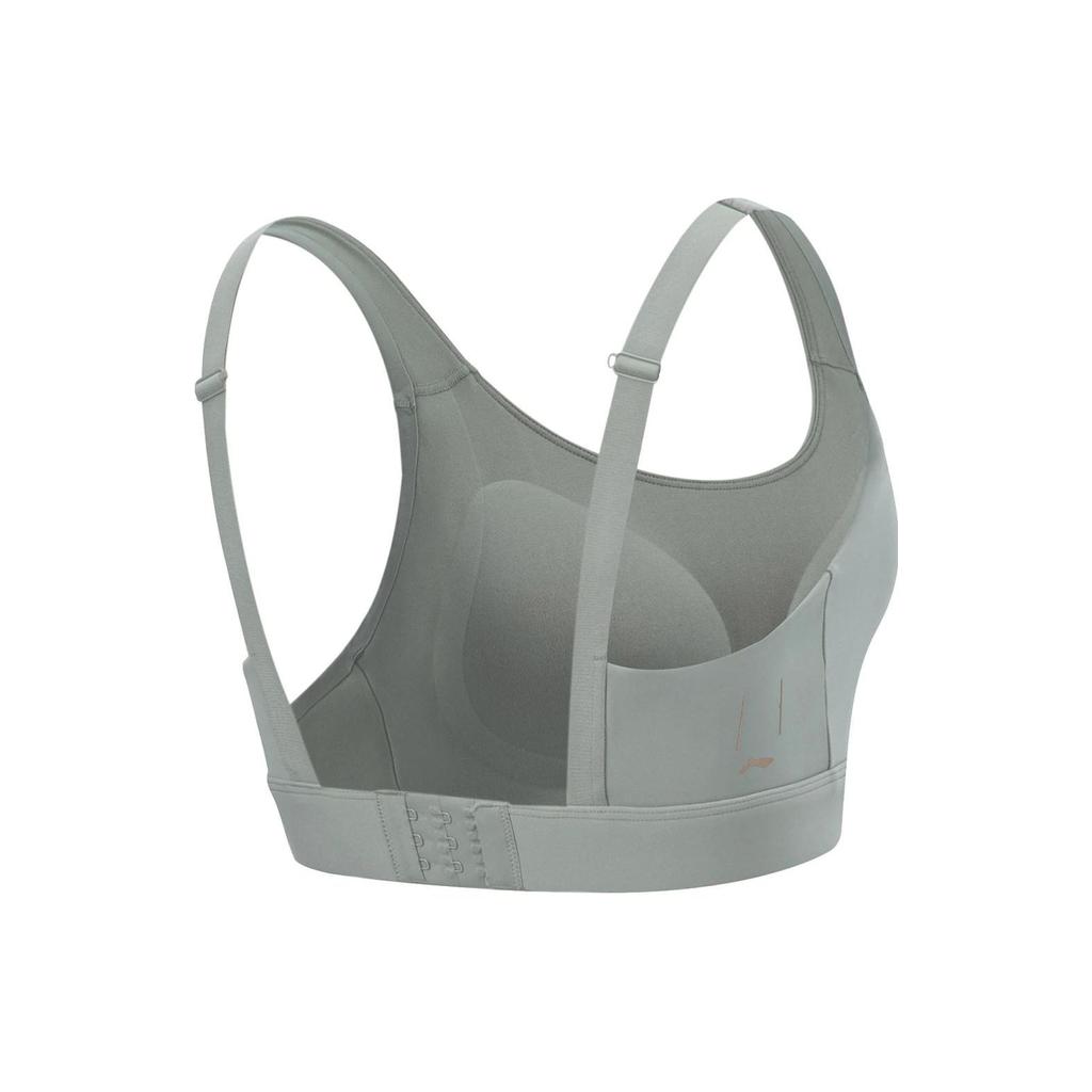 Li-Ning Fitness Series Solid Color Sports Bra Women Underwear Stone-Ridge-Gray AUBT040-3