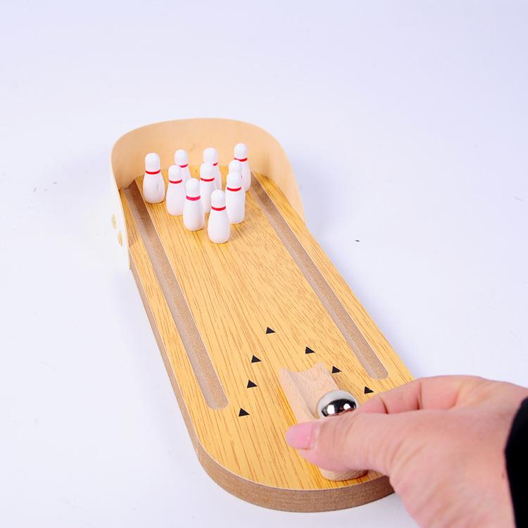 Bowling Mini Toy Table Game: Wooden Rolling Game for Children's Education & Creativity
