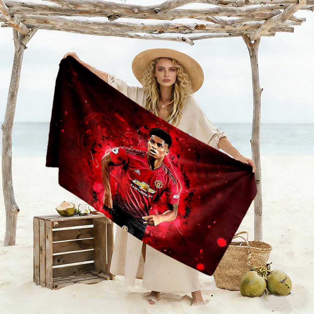 Manchester Player Action Beach Towel Super Soft Microfiber Quickdry Fabric Comfortable Lightweight Suitable for Swimming, Gym, Camping, Yoga Vacation