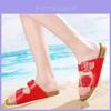 Elegant Women's Slide Buckle T-strap Cork Footbed Platform Flip Flop Shoes Sandals
