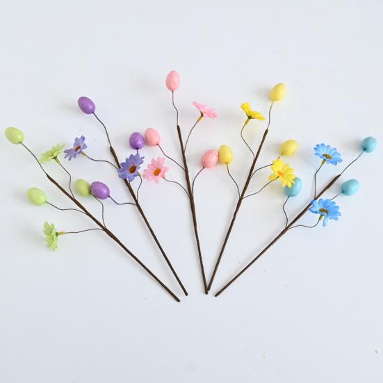 Easter Egg Picks Spring Artificial Flower Branch with Colorful Eggs for Floral Arrangements Party Home Table Centerpiece