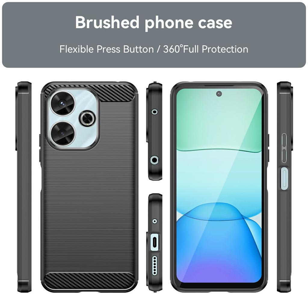 For Xiaomi Redmi 13 4G/13 5G/Poco M6 4G/Note 13R 5G/Poco M6 Plus 5G Case Carbon Fiber Texture TPU Brushed Phone Cover
