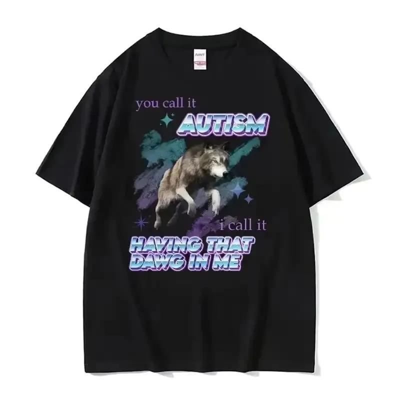 Gothic Retro T-shirt Autism Funny Skull Fan Autism Pattern T-shirt Punk Y2K Short Sleeve Suitable for Both Men Women Oversize