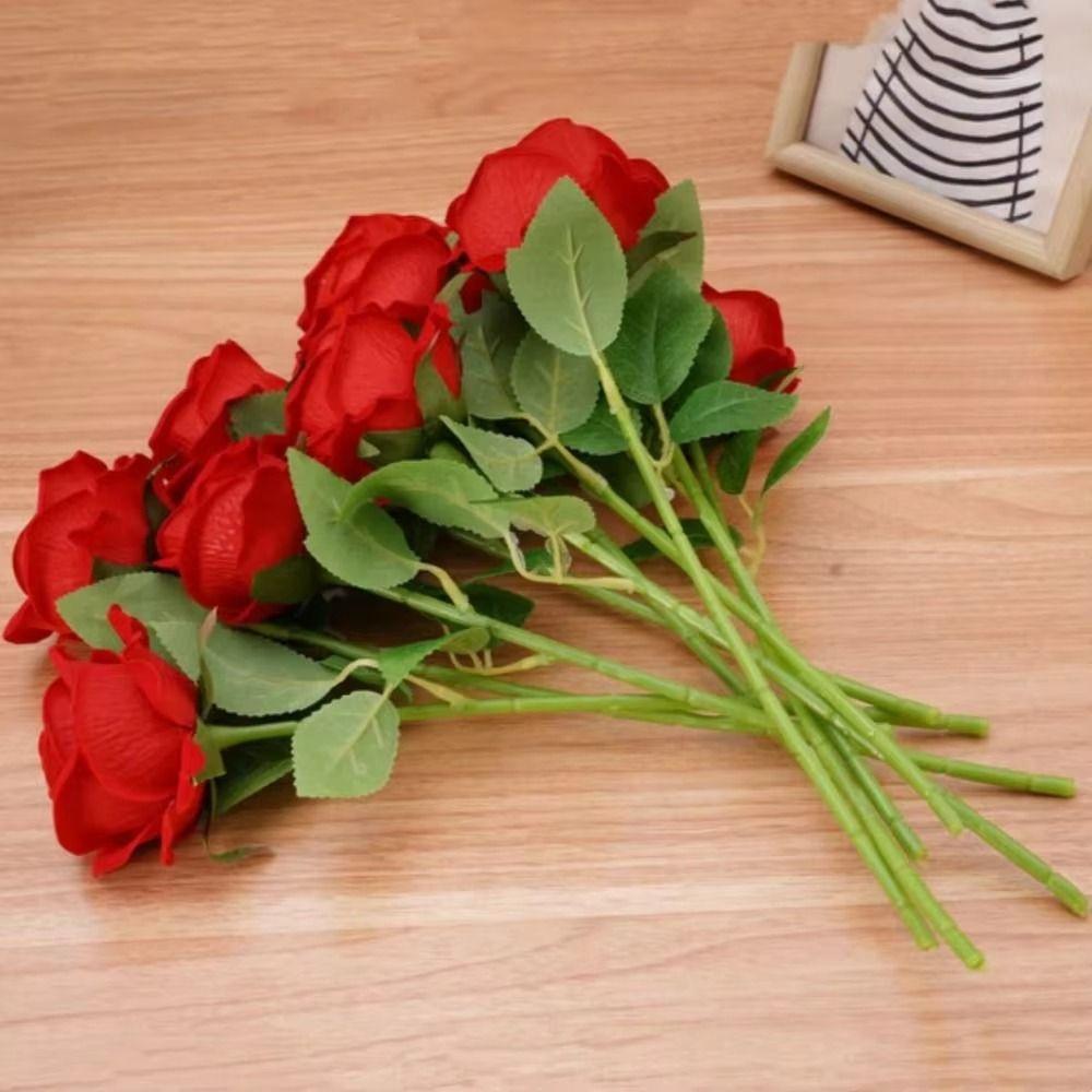 Red Velvet Flocked Rose Ring Box Ring Box Jewelry Holder Artificial Rose Flower Box Gift Box Display Case