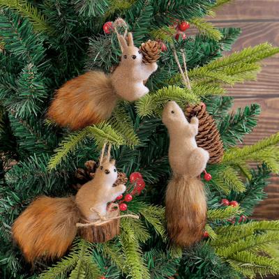 Artificial Squirrel Christmas Hanging Ornament Holiday Pendant Home Wall Decor Christmas Tree