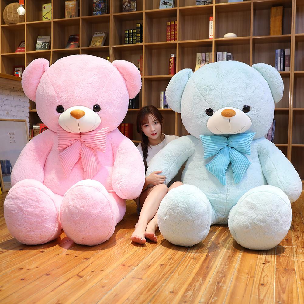 Large Bow Tie Bear Girl Plush Toy Couple Hug Bear Doll For Friends Wedding Gift Rag Doll Hair