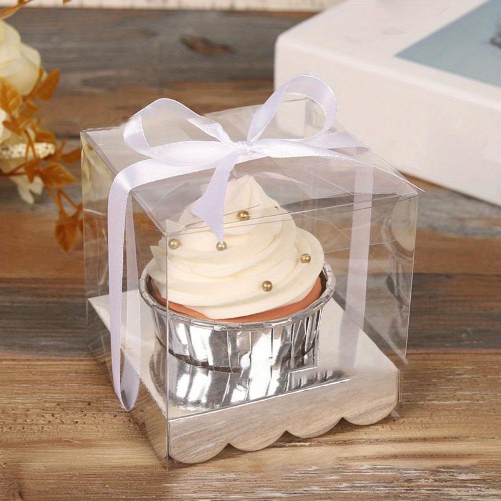 12pcs Clear Gift Boxes Plastic Single Containers Boxes with Inserts and Ribbon Individual Storage Holders Plastic Treat Boxes Gift Packaging Box