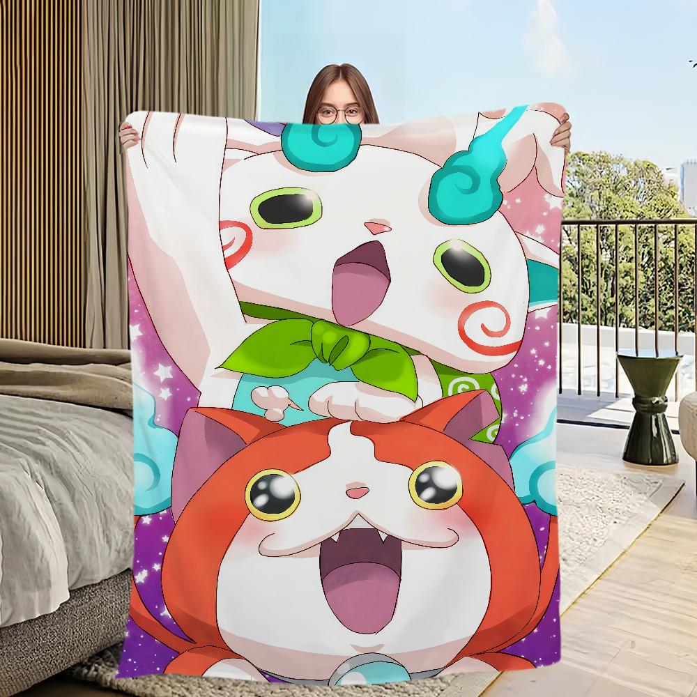 

cute cartoon game y-Yo kai w-Watch k-Komasan Flannel warm soft plush blanket for sofa living room office bedroom travel gift 30x40in