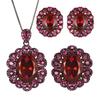 Autumn and winter new huabi jewelry simulation red corundum retro black gold jewelry set main stone 13 * 18-10-12