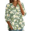 Women's Vintage Floral Print Button Down Blouse, 3/4 Sleeve Relaxed Fit Shirt