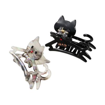 Creative Acetic Acid Acetate Animal Cat Hair Claw Cartoon Y2k Rhinestone Hair Clip Headdress Diamond Shark Clip Female