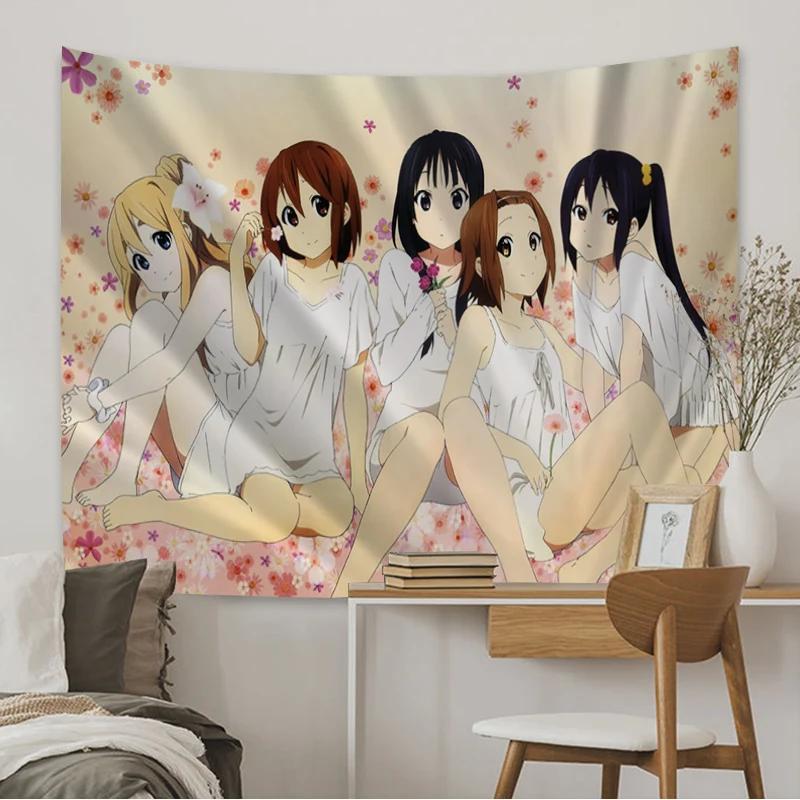New K-ON! Anime Cartoon Hanging Tapestry Bohemian Mandala Wall Art Home Party Decorative Japan Game Photo Background Cloth
