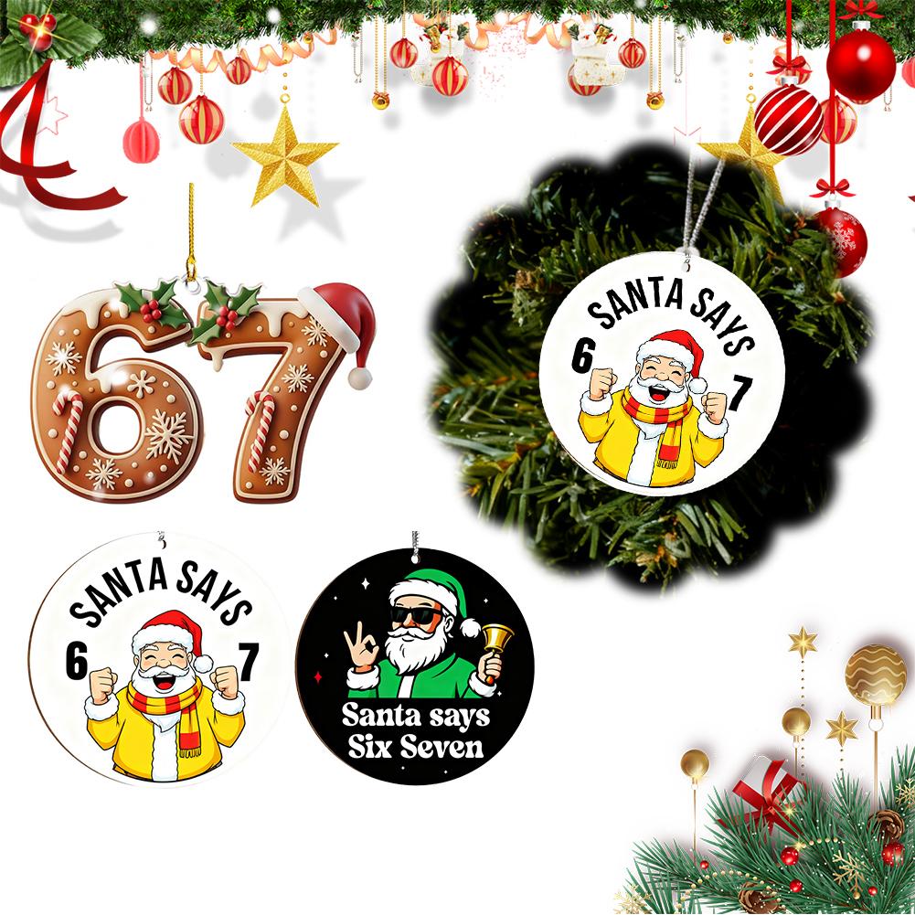 Vánoce 67 Akrylové přívěsky Dekorace Šest Sedm Vtipná Vánoční Ozdoba Vtipná 67 Ozdoba Dárek Na Vánoční Stromeček