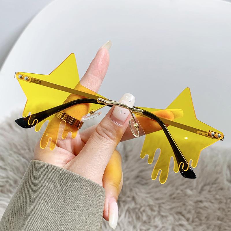 Pentagram Wassertropfenform Bunt Rahmenlos Beschnitten Sonnenbrille Ball Tränen Lustige Brillen