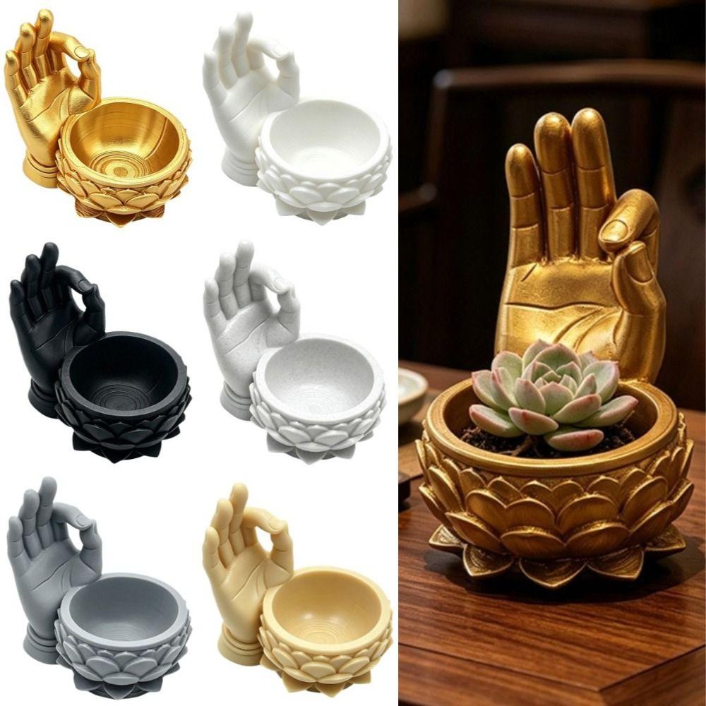 Ok Hand Succulent Planter Creative Jewelry Storage Tray Lotus Shaped Flower Pot  for Yard Garden