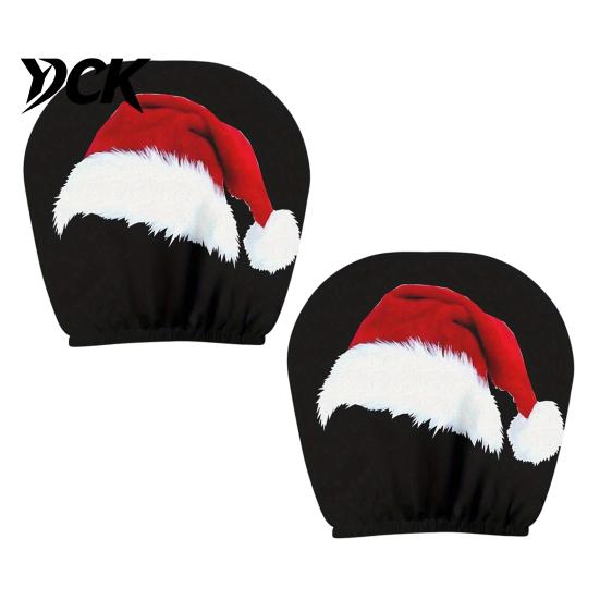 Holiday Themed Car Accessories 2Pcs Santa Headrest Covers, Christmas Printed Pillow Cases, Universal Fit Auto Interior Decoration for Most Vehicles,