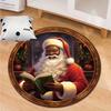 1 Piece Christmas Round Rug Suitable For Living Room Bedroom And Kitchen Home Decoration Room Decoration Gift For Friends And Family