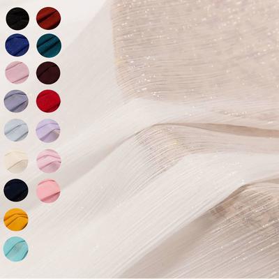 Glitter Shiny Crinkled Sheer Crepe Chiffon Fabric Lightweight Soft Thin Transparent Wrinkled Fabric for DIY Dress Skirt Clothes