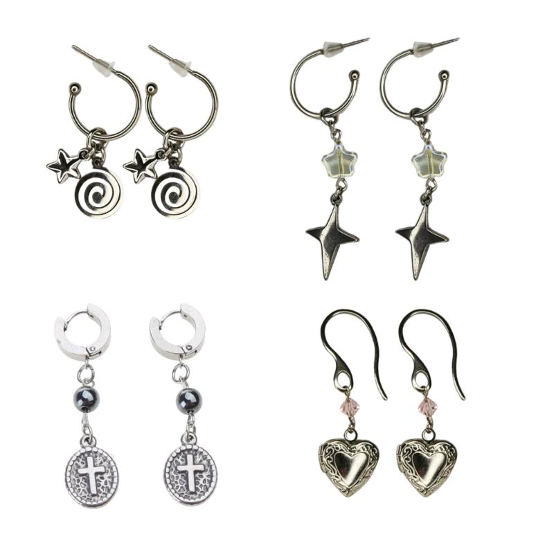 Stylish Pendant Earings for Women Tiny Cartilage Drop Huggie Earrings Allergy Free Open Hoops Ear Pendant Ornament Decor