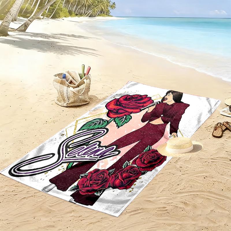 Selena Quintanilla Print Beach Towel, Large Soft Quick Dry Towel for Beach Camping Swimming