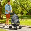 Dog Pram Dog Stroller Foldable Pet Pushchair with 4 Wheels, Safety Leashes, Cup Holder for Small Dogs, Grey