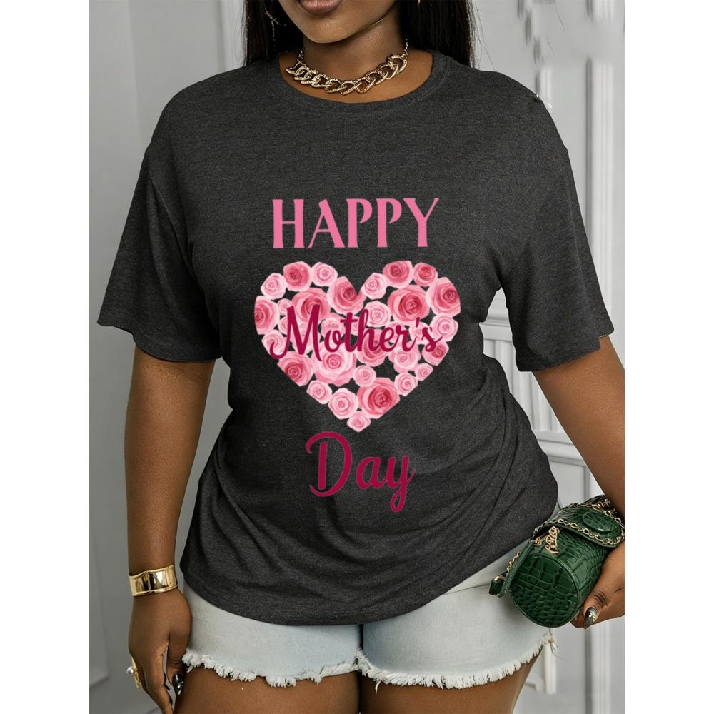

Women s Casual Short-Sleeve Crew Neck Happy Print T-Shirt - A Must-Have Top for All Seasons XXS