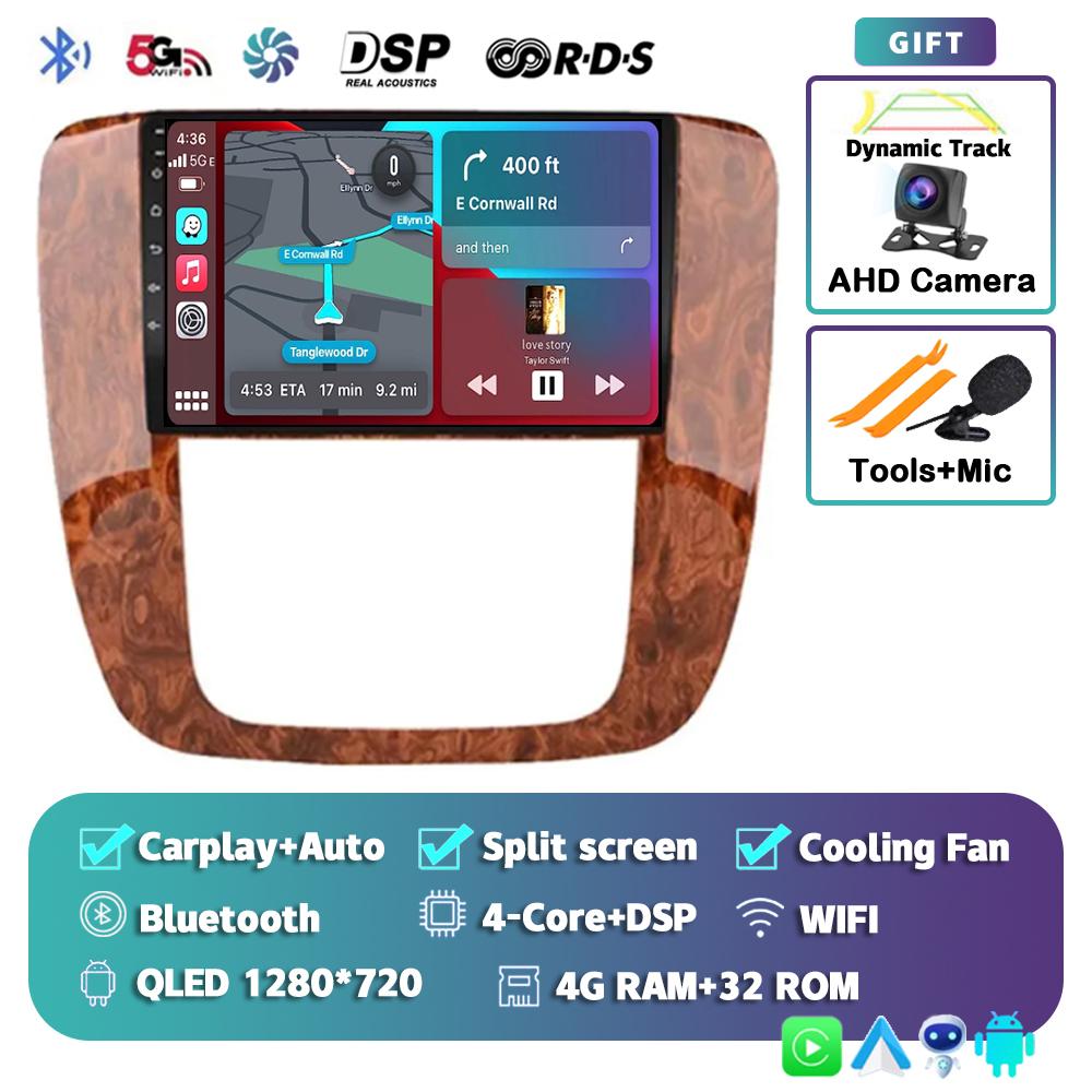 Android 14 Carplay Auto Car Radio For GMC Yukon Chevrolet Tahoe Suburban 2007 - 2012 Multimedia Player GPS Navigation Stereo DSP