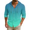Men's Hooded T-shirt Gradient Color Cotton And Linen Men's Casual Long-sleeved Top