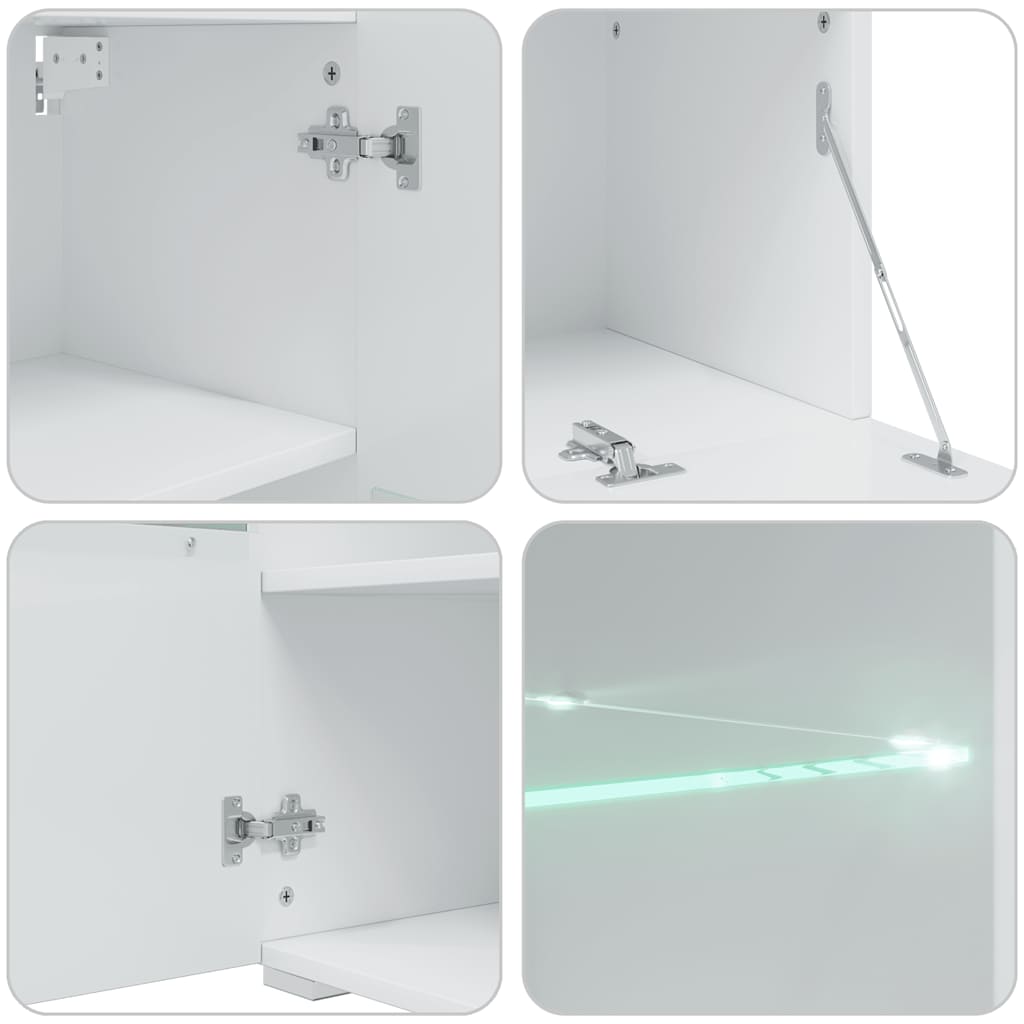 5-teilige Wohnzimmerwand mit LED-Beleuchtung oliven grüne Holzwerkstoffplatte