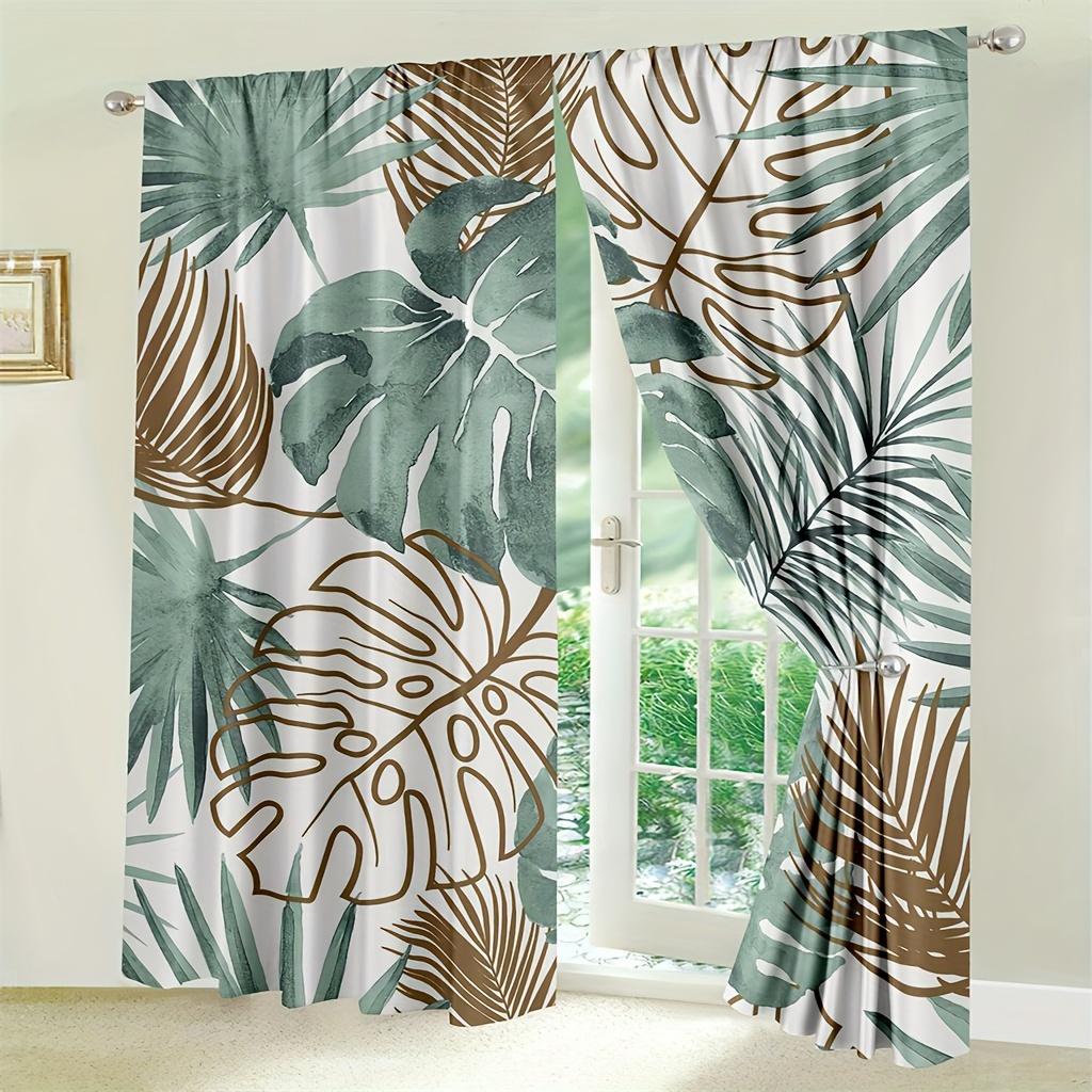 

Tropical Plants Green Leaves Thin Curtains for Living Room Bedroom Home Decor Custom Printing Modern Windows Drapes Blinds 100W130H(CM)40x51in&Grommet Top