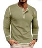 Men's Henley T-Shirt Casual Long Sleeve Lightweight Button Pullover Shirts Stretch Basic Tees Tops Workout Athletic Slim Fit Henley Shirts for Men