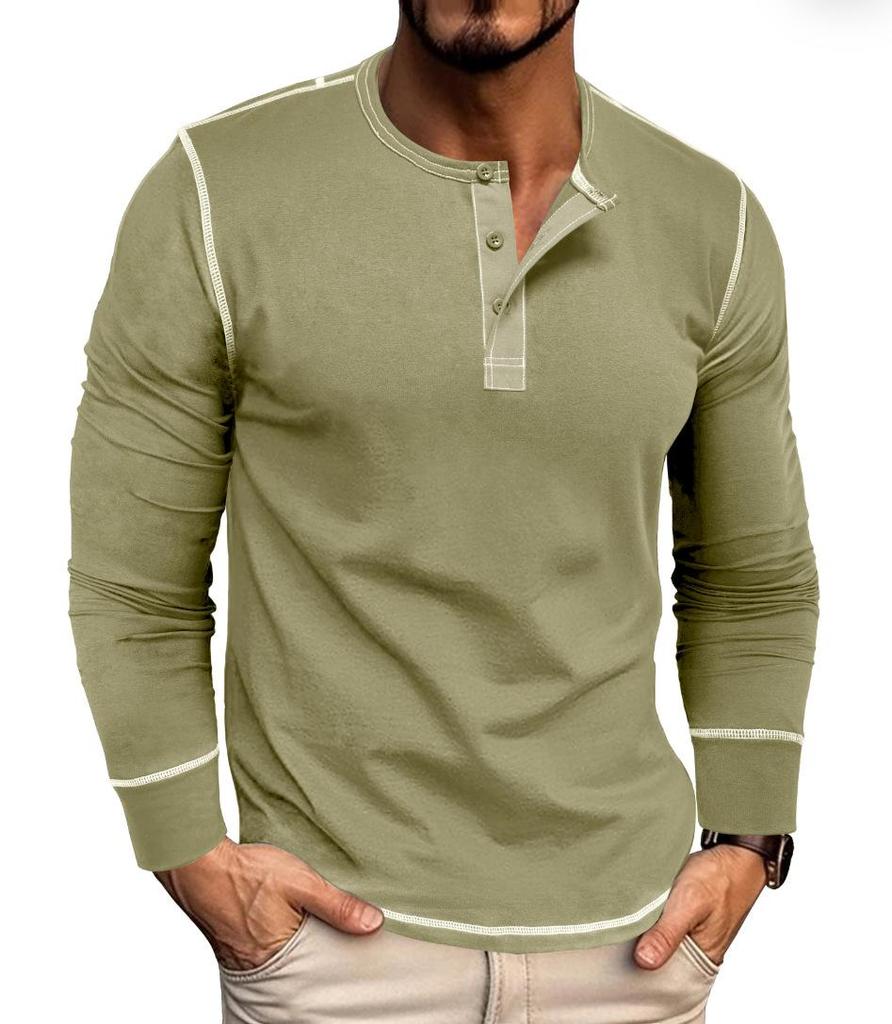 Men's Henley T-Shirt Casual Long Sleeve Lightweight Button Pullover Shirts Stretch Basic Tees Tops Workout Athletic Slim Fit Henley Shirts for Men