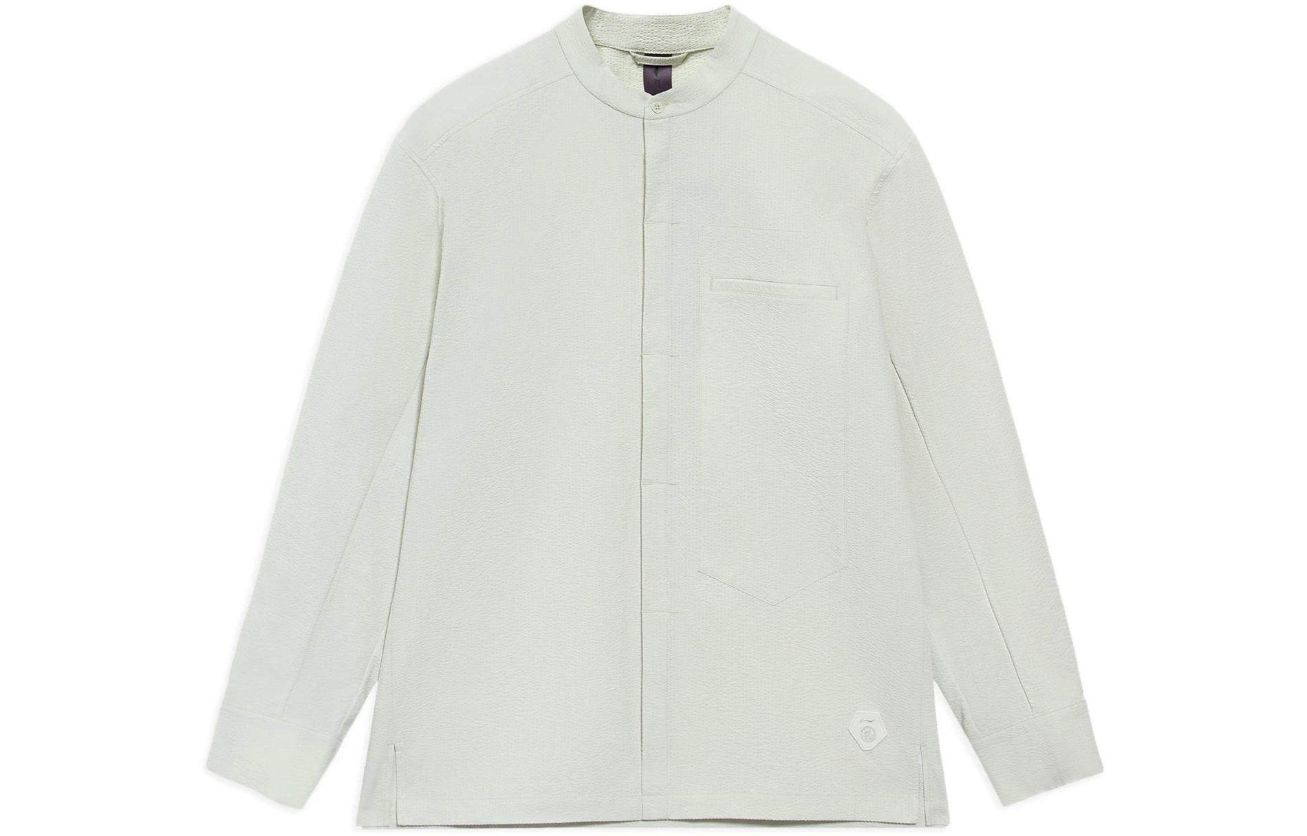 Li Ning Shirts Unisex Pearl White Stand Collar Moderate Straight Fit ASHS051-1 XXXL