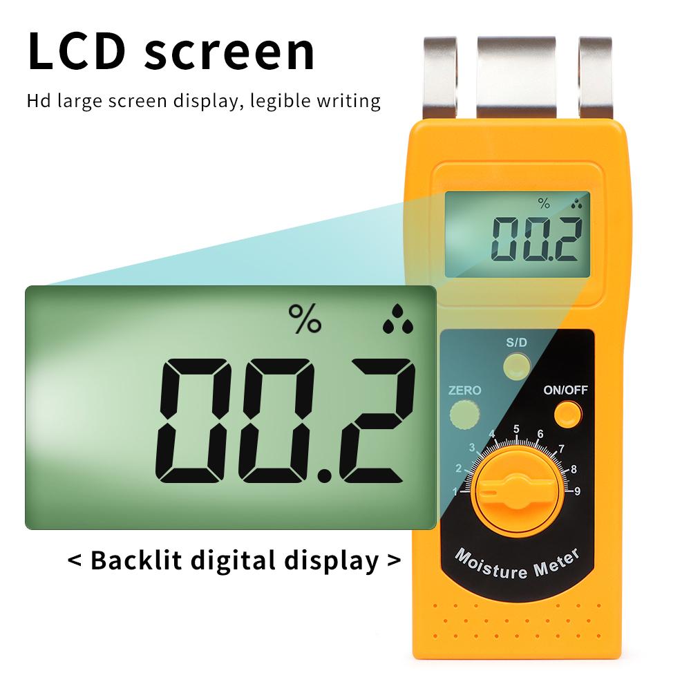 Digital Carton Concrete Paper Wood Meat Moisture Tester Wood Moisture Meter Portable Multifunctional Moisture Content Analysis
