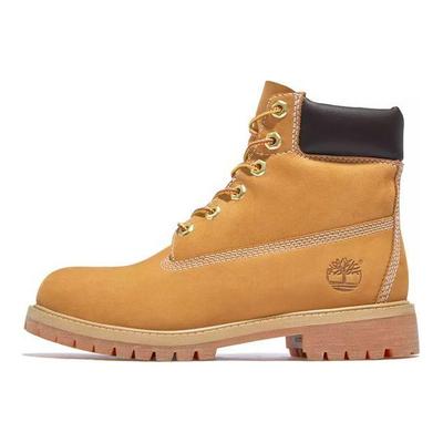 Premium Leather Narrow Waterproof Classic Outdoor Work Boots Kids Boots Yellow 12909M