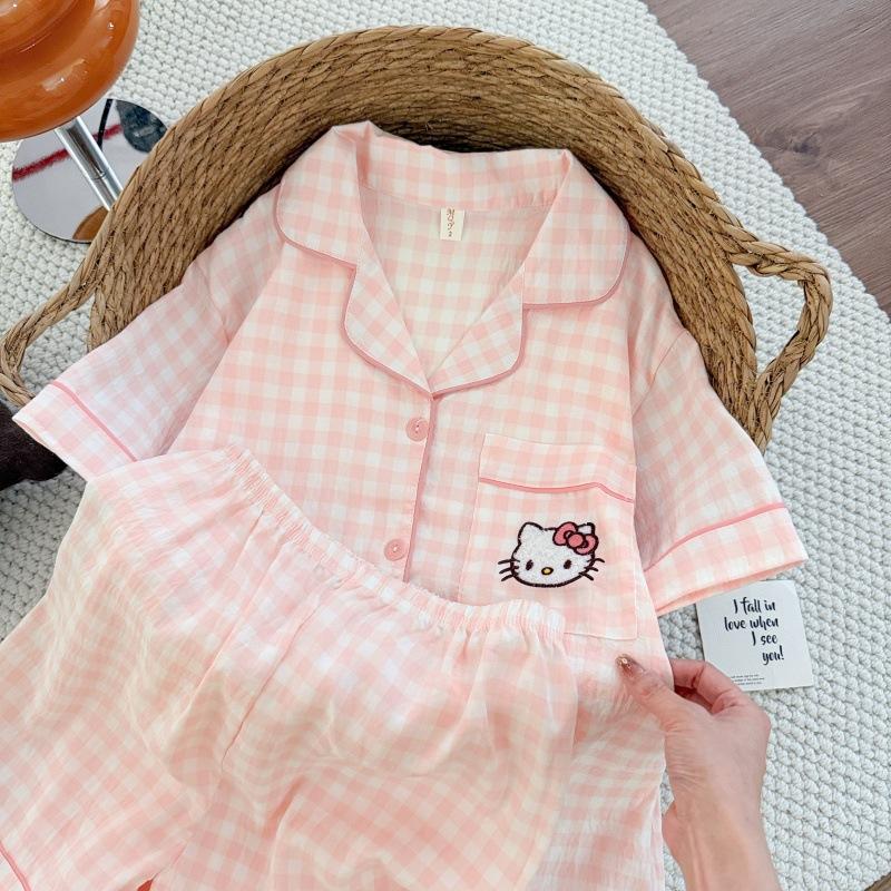 Summer new pajamas women's short-sleeved shorts thin cloud cotton cartoon cute large size Korean version loungewear