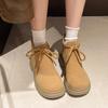 Fashion New Solid Color Women's Boots Lace-up Autumn Winter 2024 Hot Sale Fashion Back Zipper Wear Resistant Outdoors Shoes for Women