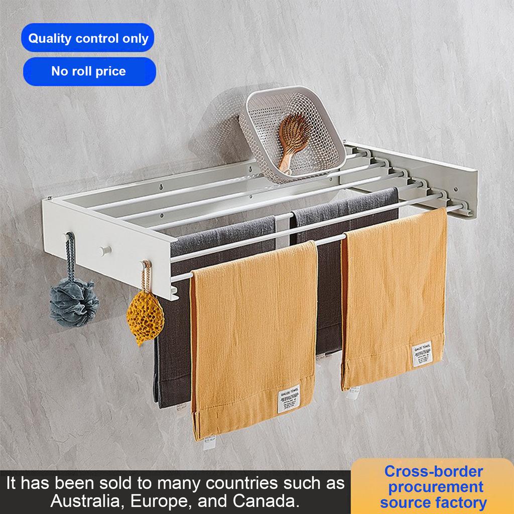 Folding Clothes Rack Balcony Indoor Wall Mounted Clothes Drying Bathroom Hanging Clothes Rack Storage