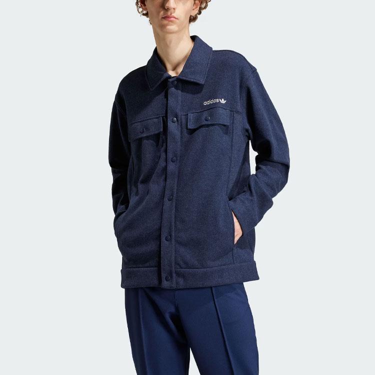 Adidas Originals Premium Overshirt With Logo Men Outerwear Indigo IS2045